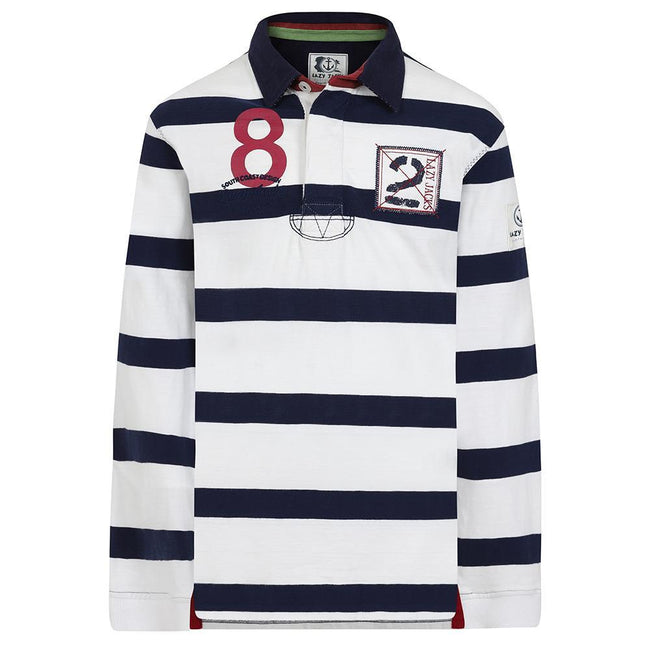 White - Back - Lazy Jacks Boys Striped Rugby Shirt