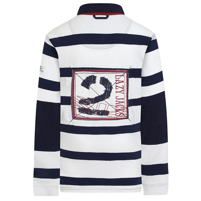 White - Side - Lazy Jacks Boys Striped Rugby Shirt