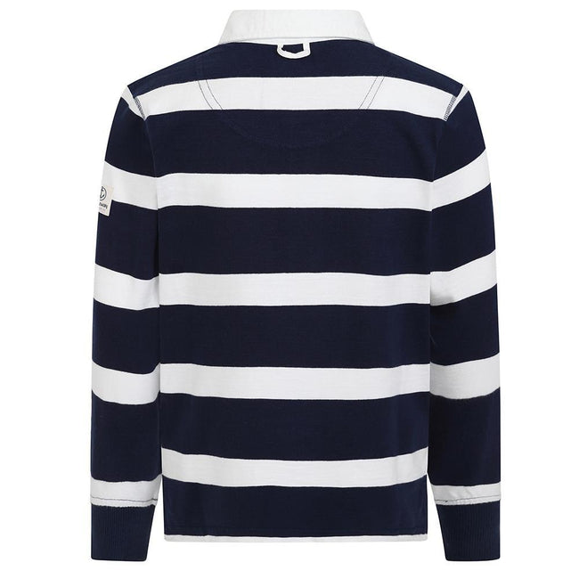 Marine-Rouge - Side - Lazy Jacks Boys Striped Rugby Shirt