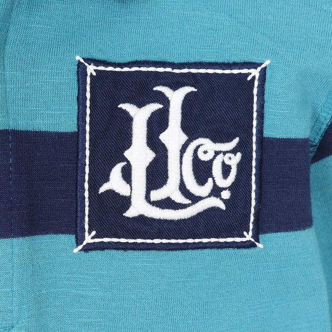 Teal - Back - Lazy Jacks Boys Striped Rugby Shirt