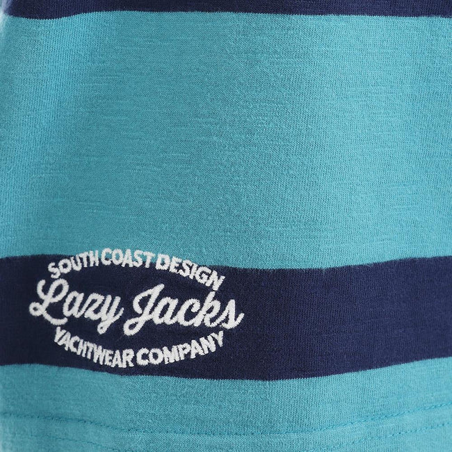 Teal - Side - Lazy Jacks Boys Striped Rugby Shirt