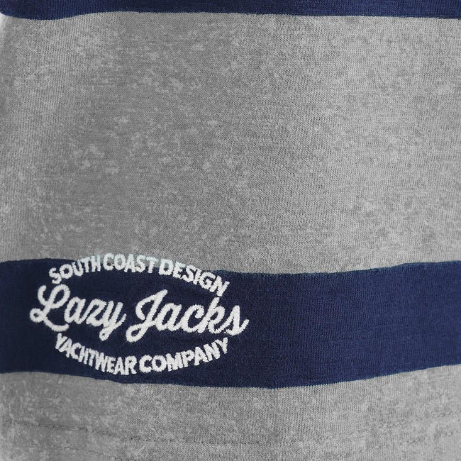 Grey Marl - Back - Lazy Jacks Boys Striped Rugby Shirt