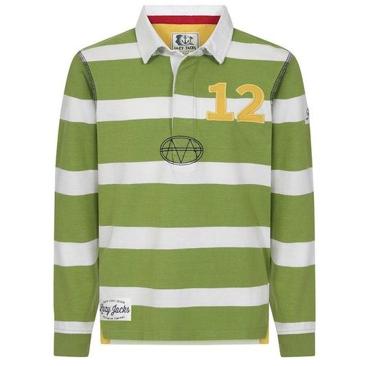 Lime - Front - Lazy Jacks Boys Striped Rugby Shirt