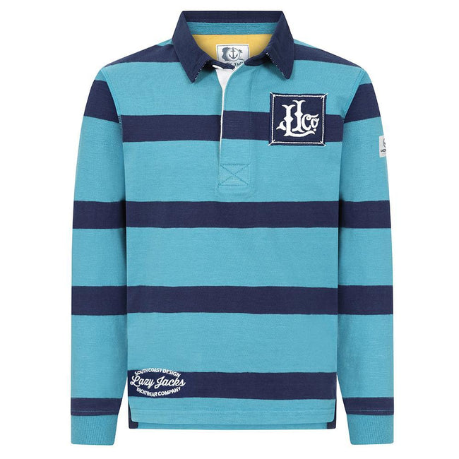 Teal - Front - Lazy Jacks Boys Striped Rugby Shirt
