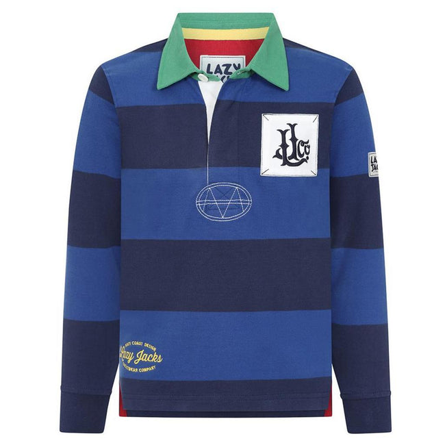 Marine - Front - Lazy Jacks Boys Striped Rugby Shirt