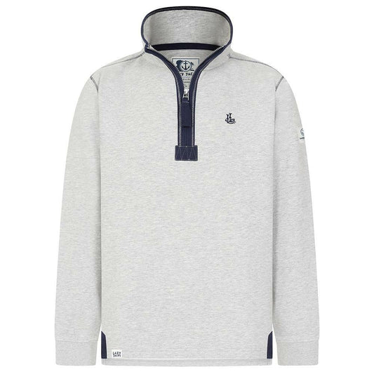 Grey Marl - Front - Lazy Jacks Mens Quarter Zip Sweatshirt