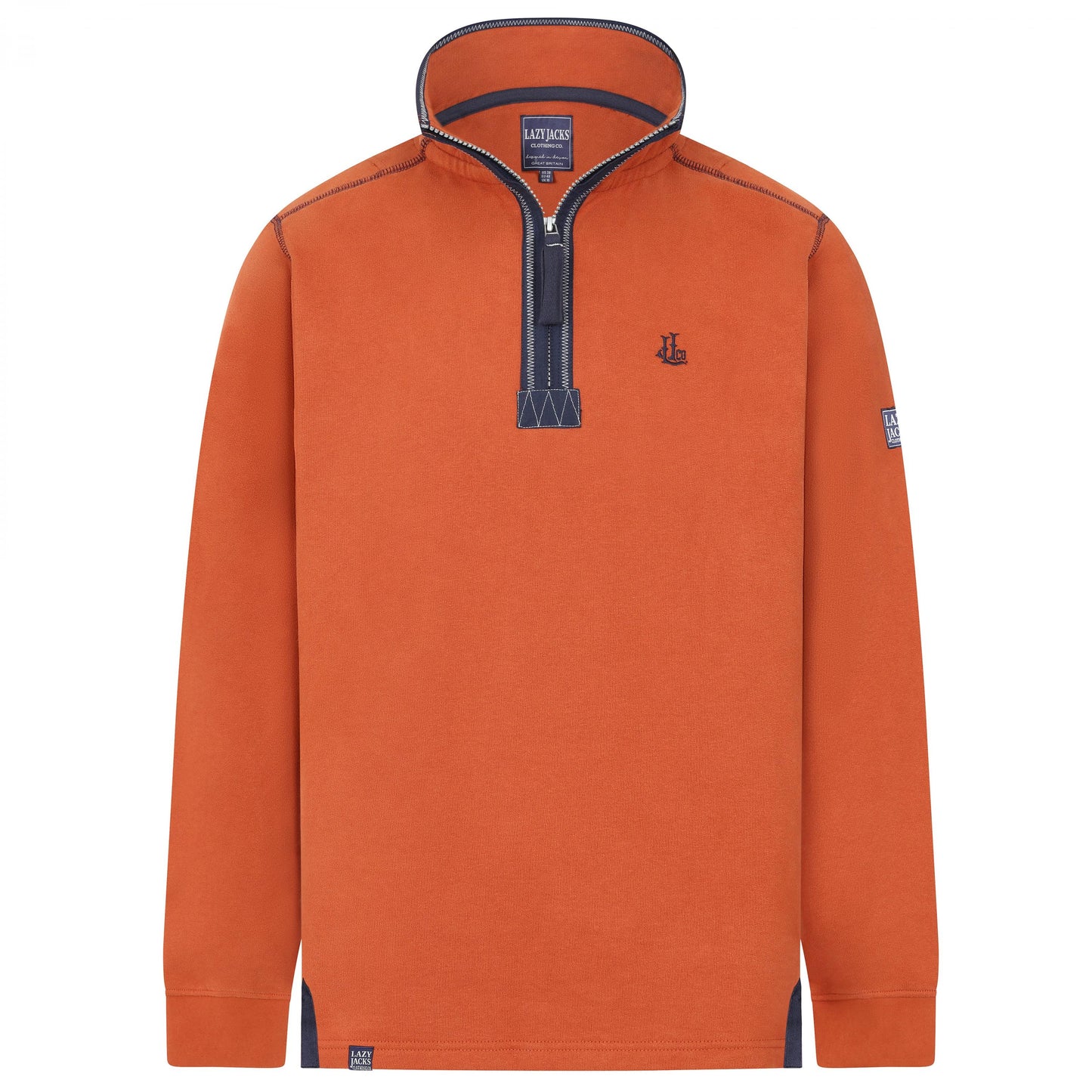 Saffron - Back - Lazy Jacks Mens Quarter Zip Sweatshirt