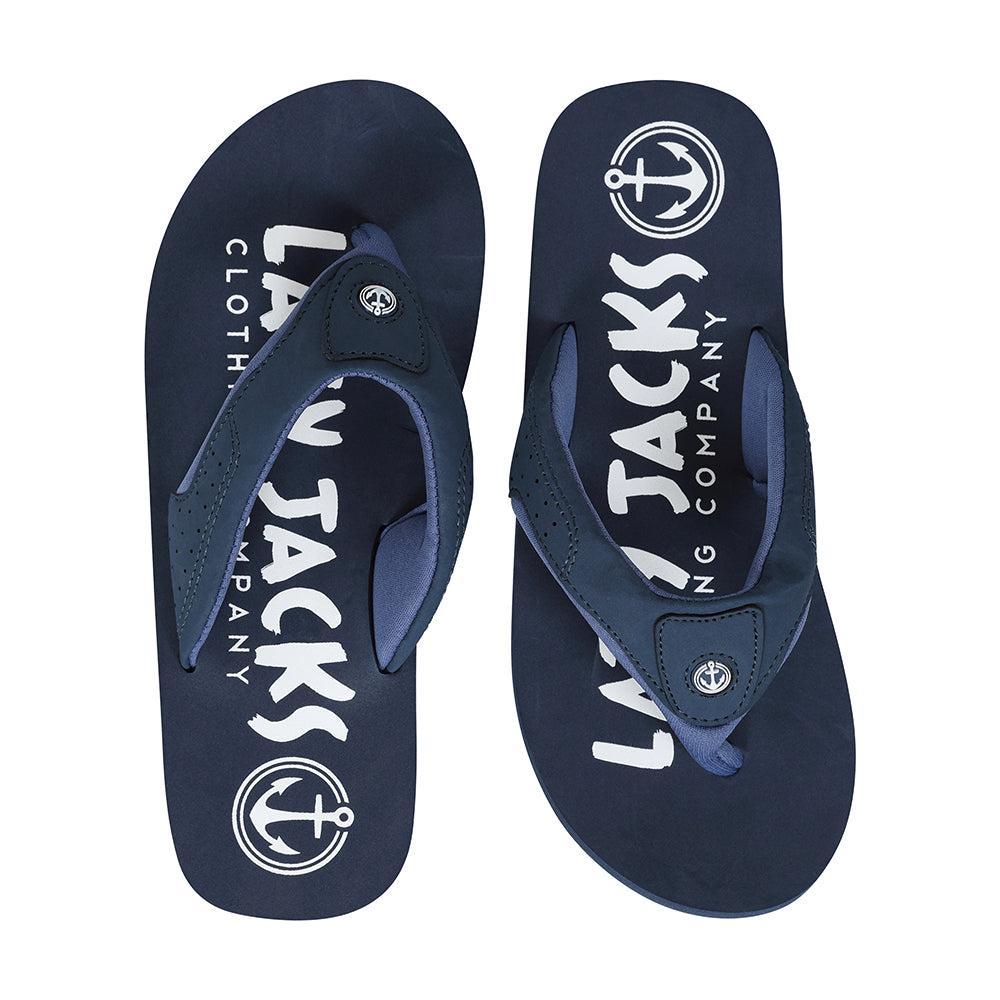 Marine - Front - Lazy Jacks Mens Cushioned Flip Flops