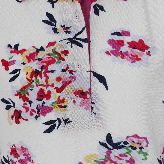 White - Side - Lazy Jacks Girls Wildflower Polo Shirt