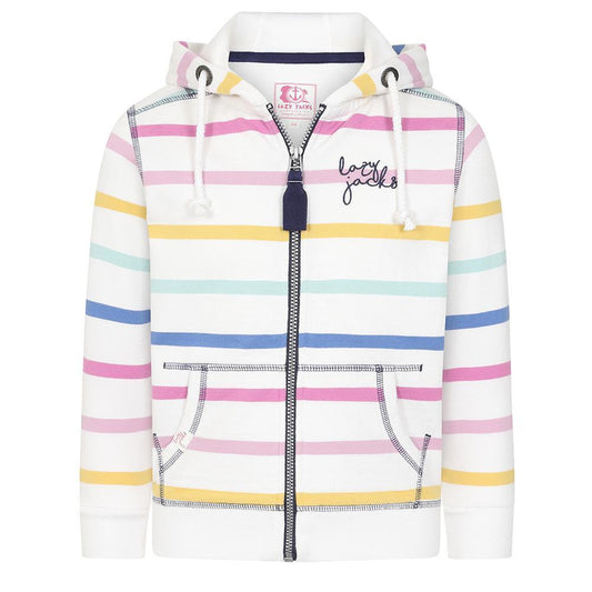 Pastel - Front - Lazy Jacks Girls Pastel Stripes Full Zip Hoodie