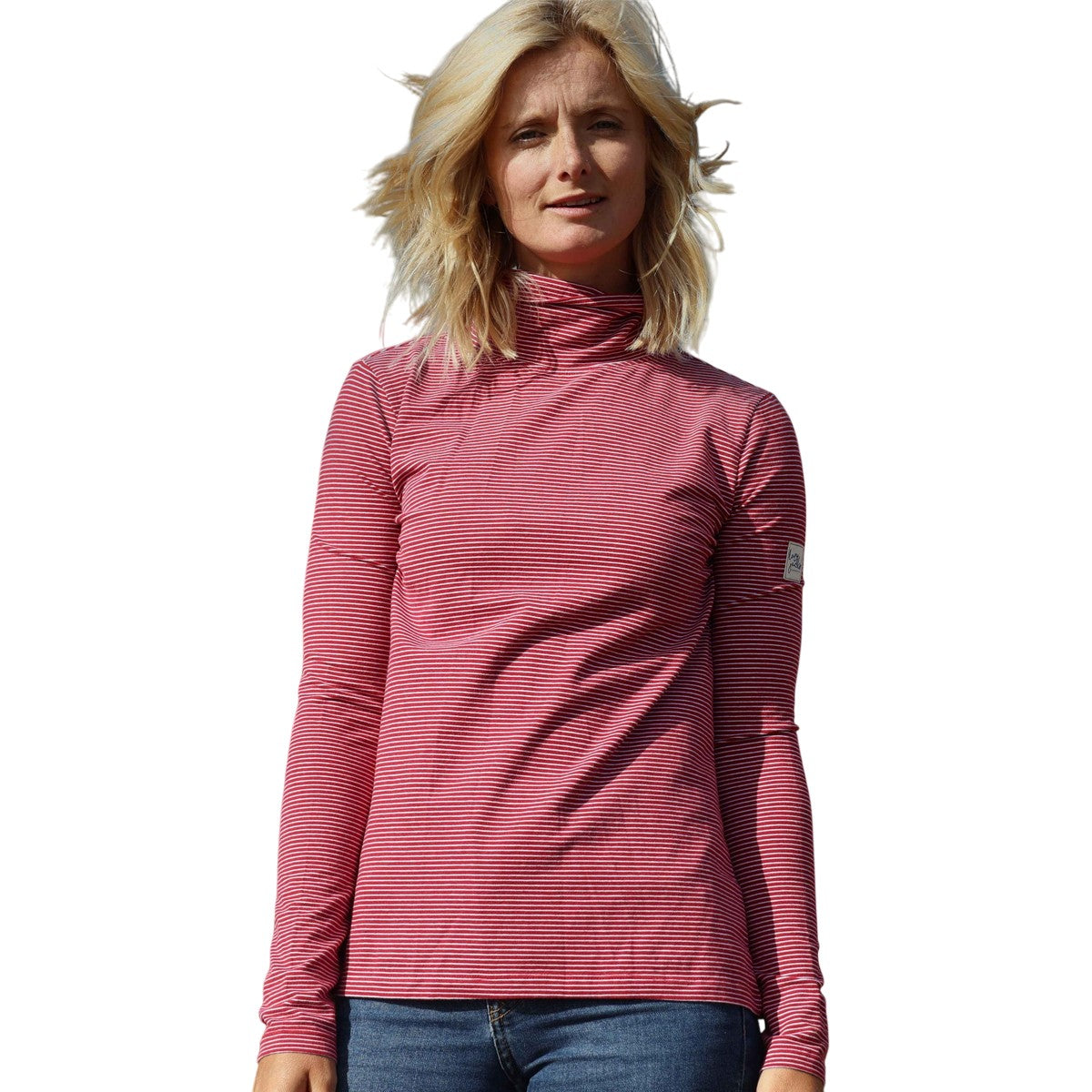 Red - Pack Shot - Lazy Jacks Womens-Ladies Lightweight Roll Neck Top