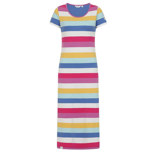 Multicoloured - Front - Lazy Jacks Womens-Ladies Cotton Jersey Long Length T-Shirt Dress