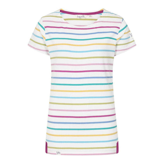 Multicoloured - Front - Lazy Jacks Womens-Ladies Breton Colour Block Stripe Short-Sleeved T-Shirt