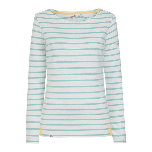 Peppermint - Front - Lazy Jacks Womens-Ladies Breton Contrast Striped Long-Sleeved T-Shirt
