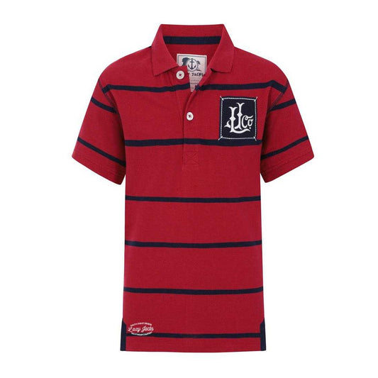 Crimson - Front - Lazy Jacks Boys Broad Stripe Polo Shirt