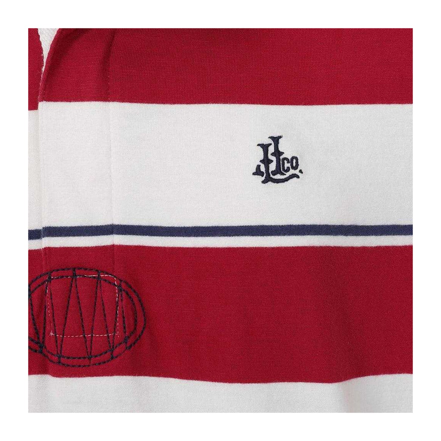 Rouge - Side - Lazy Jacks Mens Striped Short-Sleeved Rugby Polo Shirt