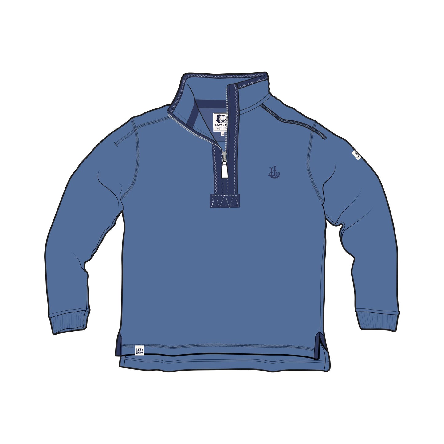 Denim - Pack Shot - Lazy Jacks Mens Quarter Zip Sweatshirt