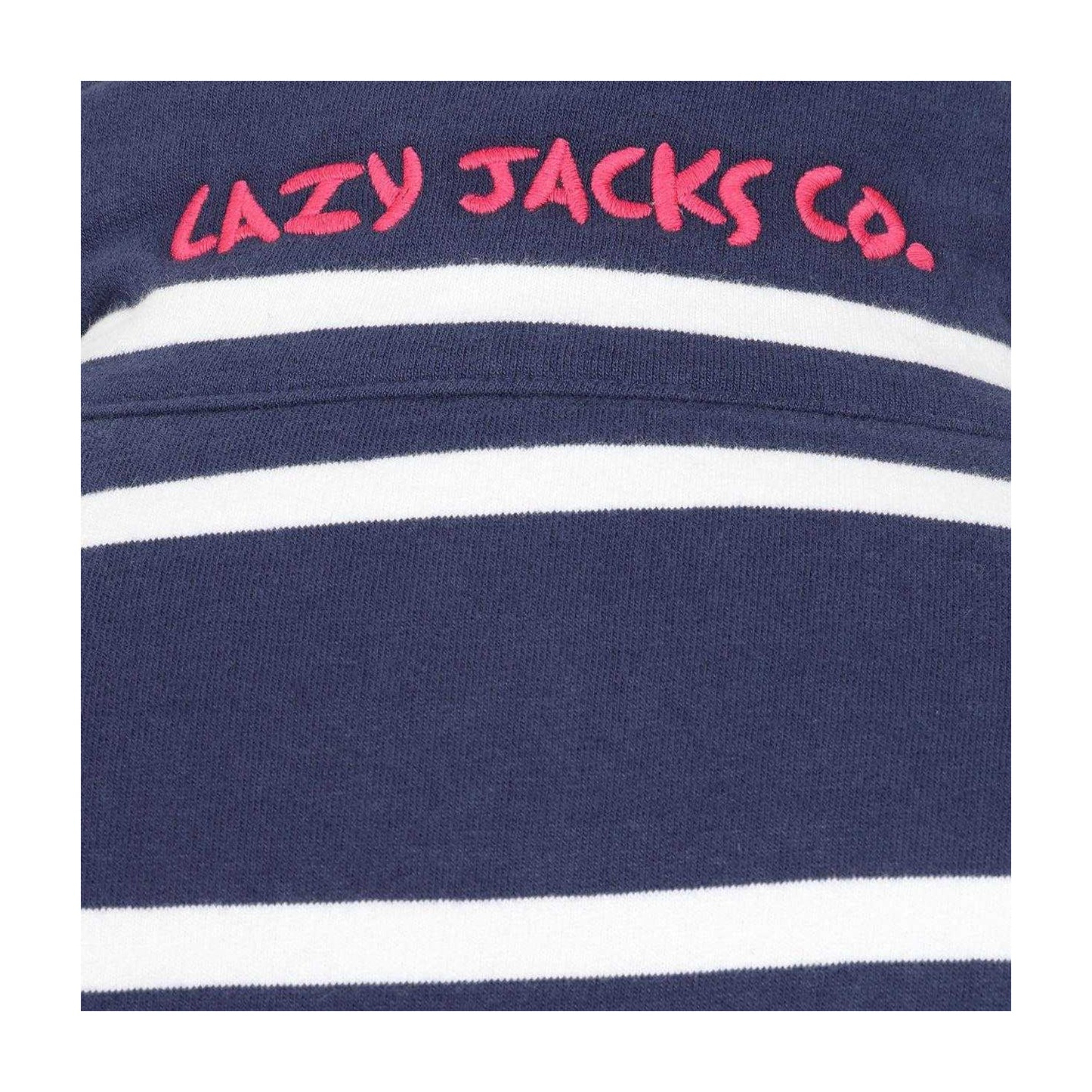 White - Side - Lazy Jacks Womens-Ladies Striped Full Zip Sweatshirt