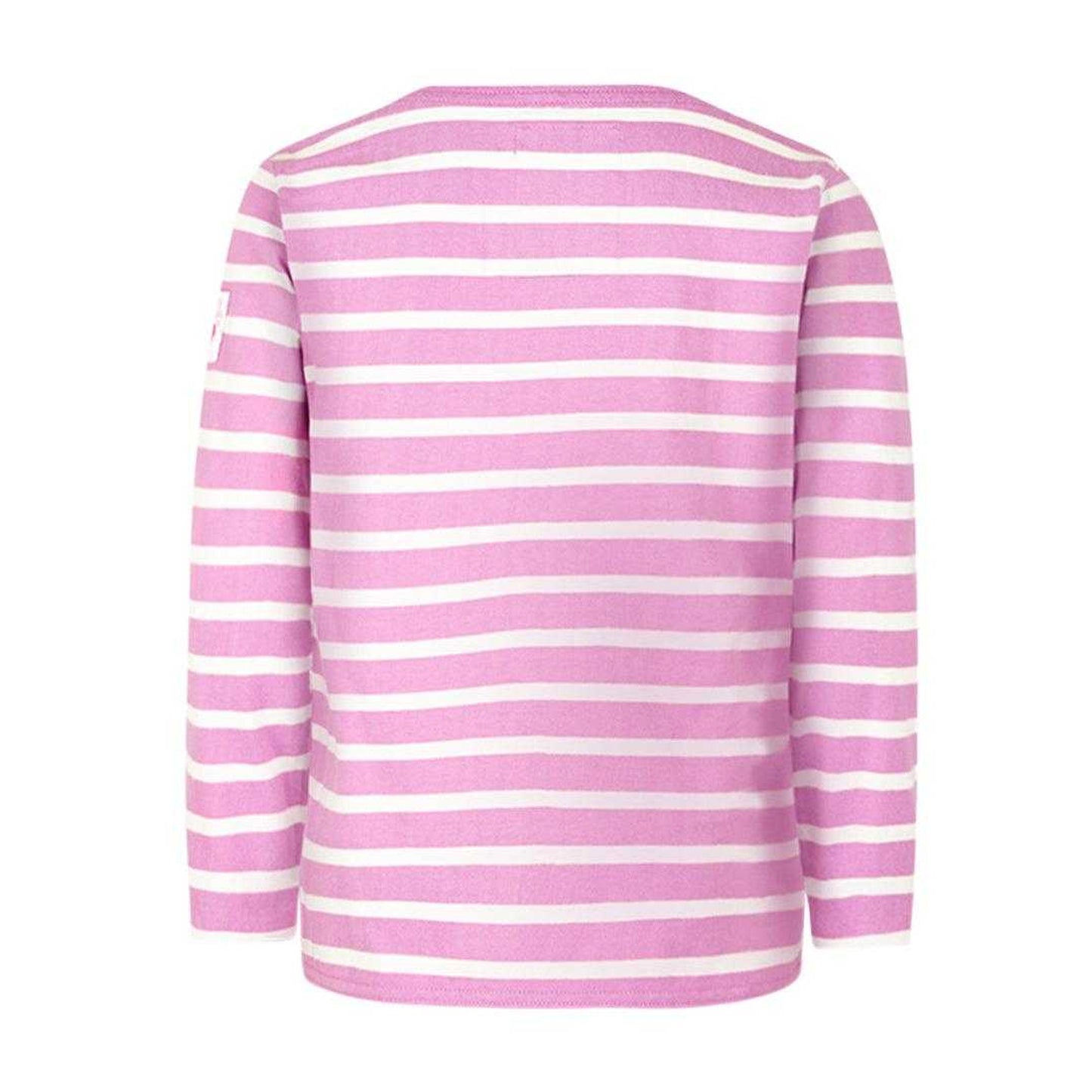 Fusion Pink - Back - Lazy Jacks Girls Breton Contrast Striped Long-Sleeved Top