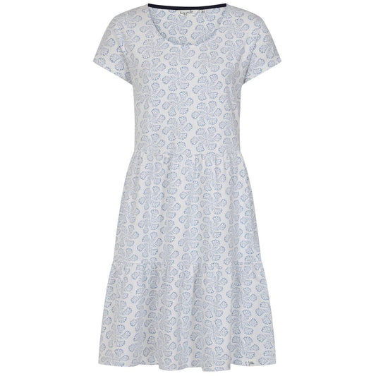 White-Blue - Front - Lazy Jacks Womens-Ladies Swirl Midi Dress