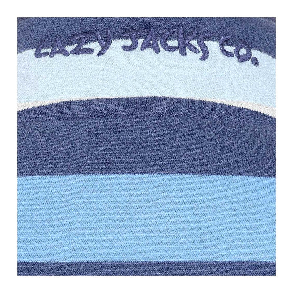 Winter Blue - Lifestyle - Lazy Jacks Womens-Ladies Striped Button Neck Sweatshirt