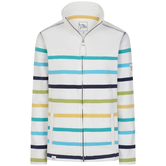 White-Green - Front - Lazy Jacks Womens-Ladies Striped Full Zip Sweatshirt