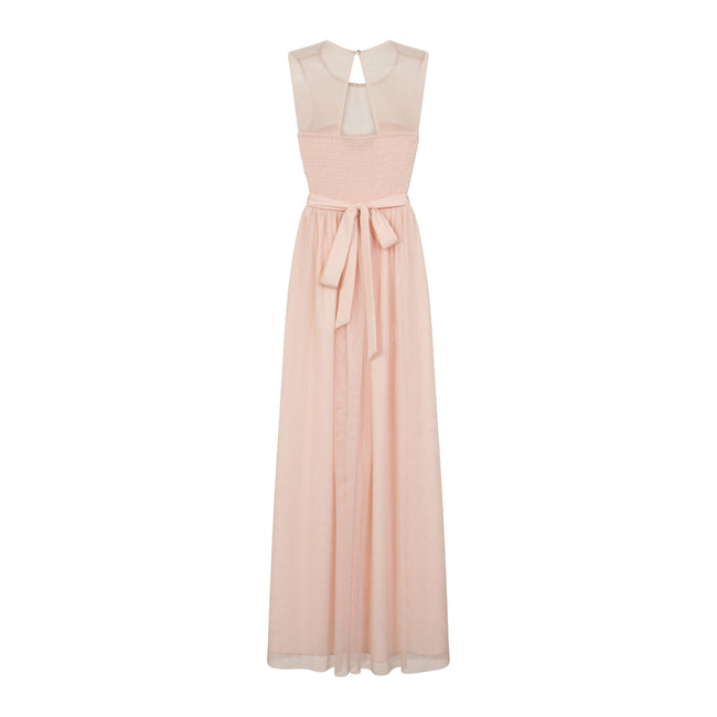 Pink - Back - Little Mistress Womens-Ladies Delphi Sweetheart Mesh Maxi Dress