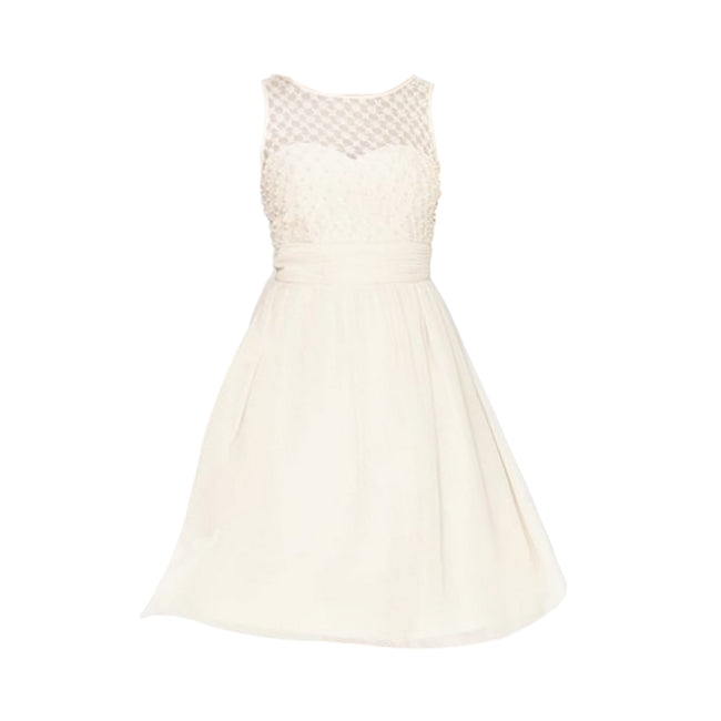 Nude - Front - Little Mistress Womens-Ladies Lace Grid Prom Dress