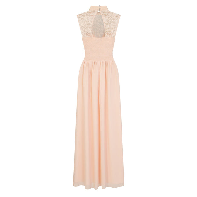 Nude - Back - Little Mistress Womens-Ladies Lace Yoke Maxi Dress