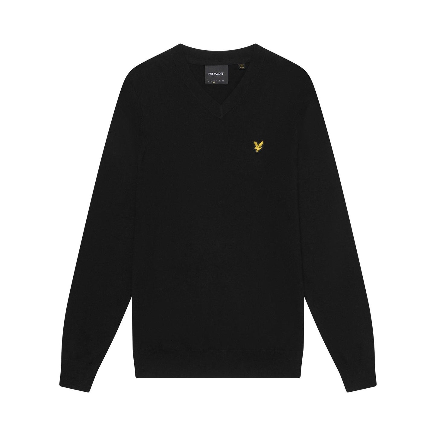 Jet Black - Front - Lyle & Scott Mens Cotton Merino V Neck Jumper