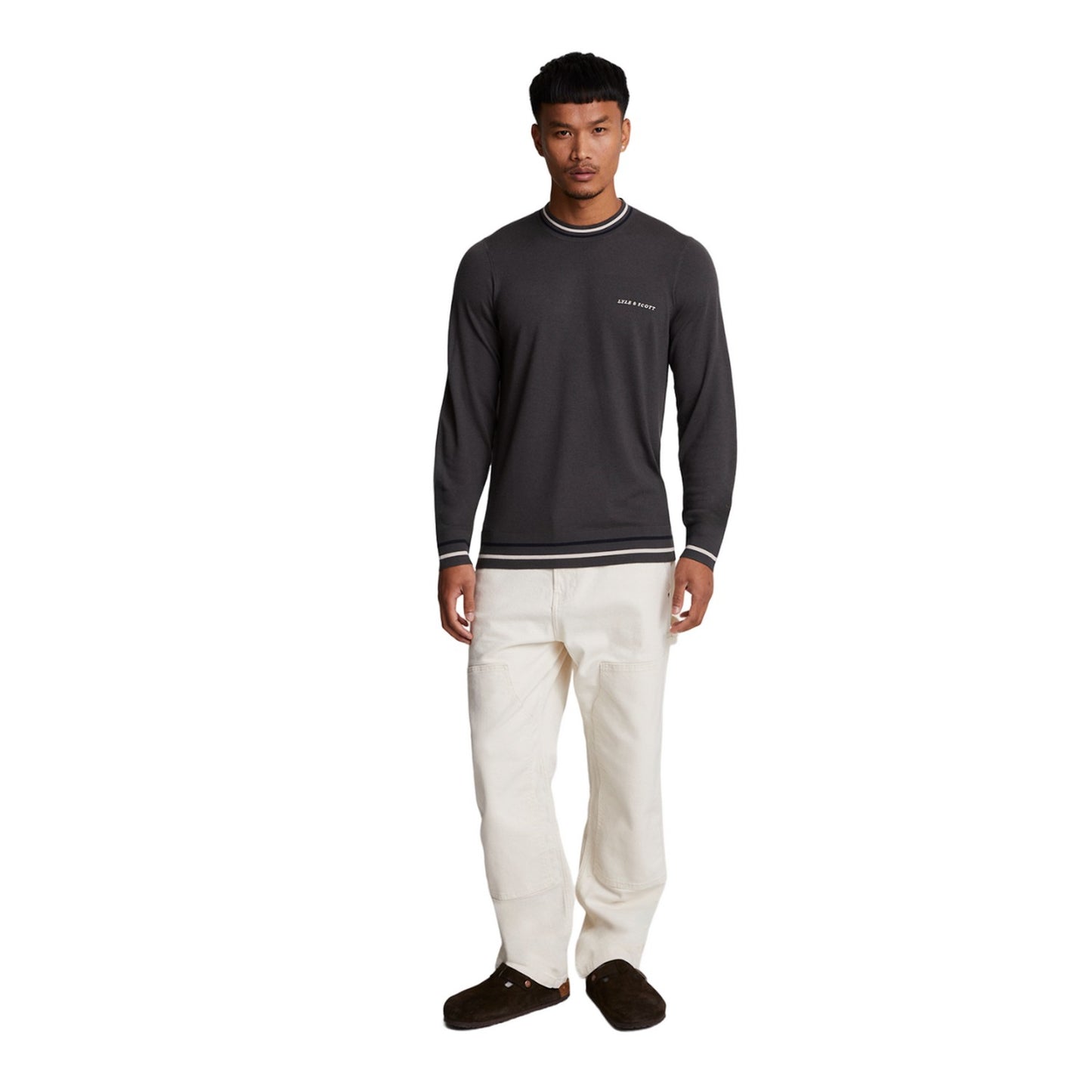 Gunmetal - Lifestyle - Lyle & Scott Mens Embroidered Crew Neck Jumper