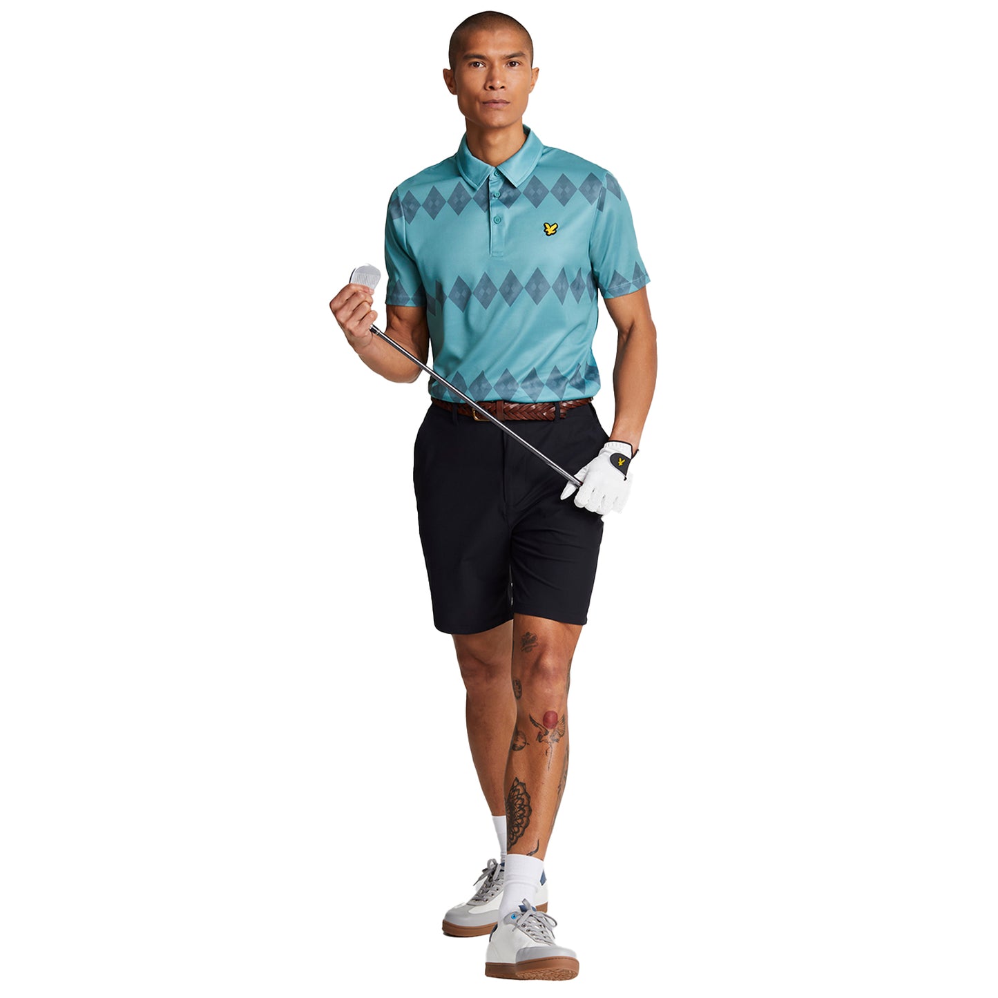 Tee Teal - Side - Lyle & Scott Mens Argyle Polo Shirt