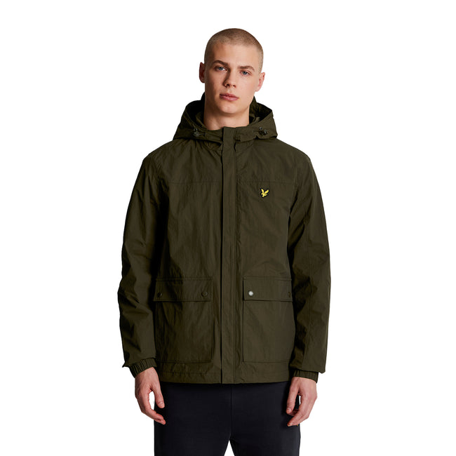 Olive - Side - Lyle & Scott Mens Hooded Pocket Jacket