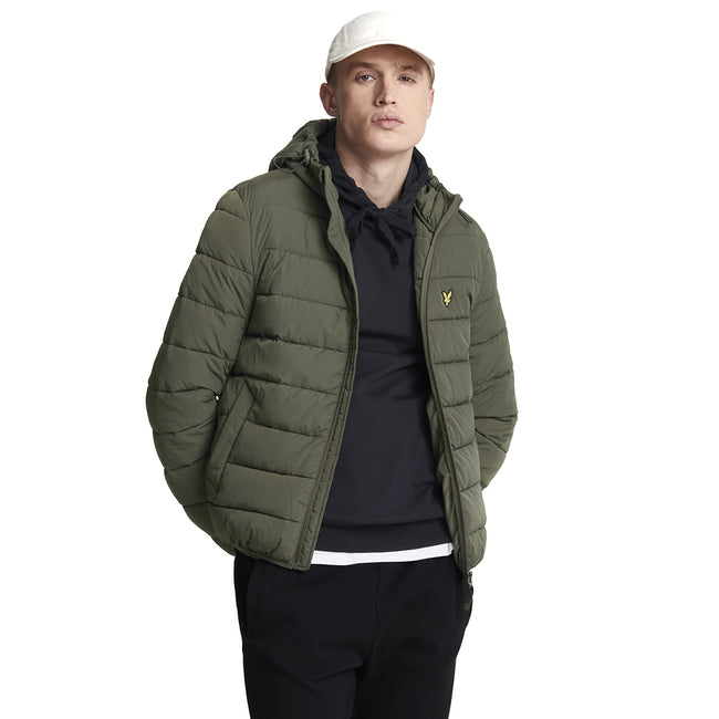 Olive - Back - Lyle & Scott Mens Lightweight Puffer Jacket