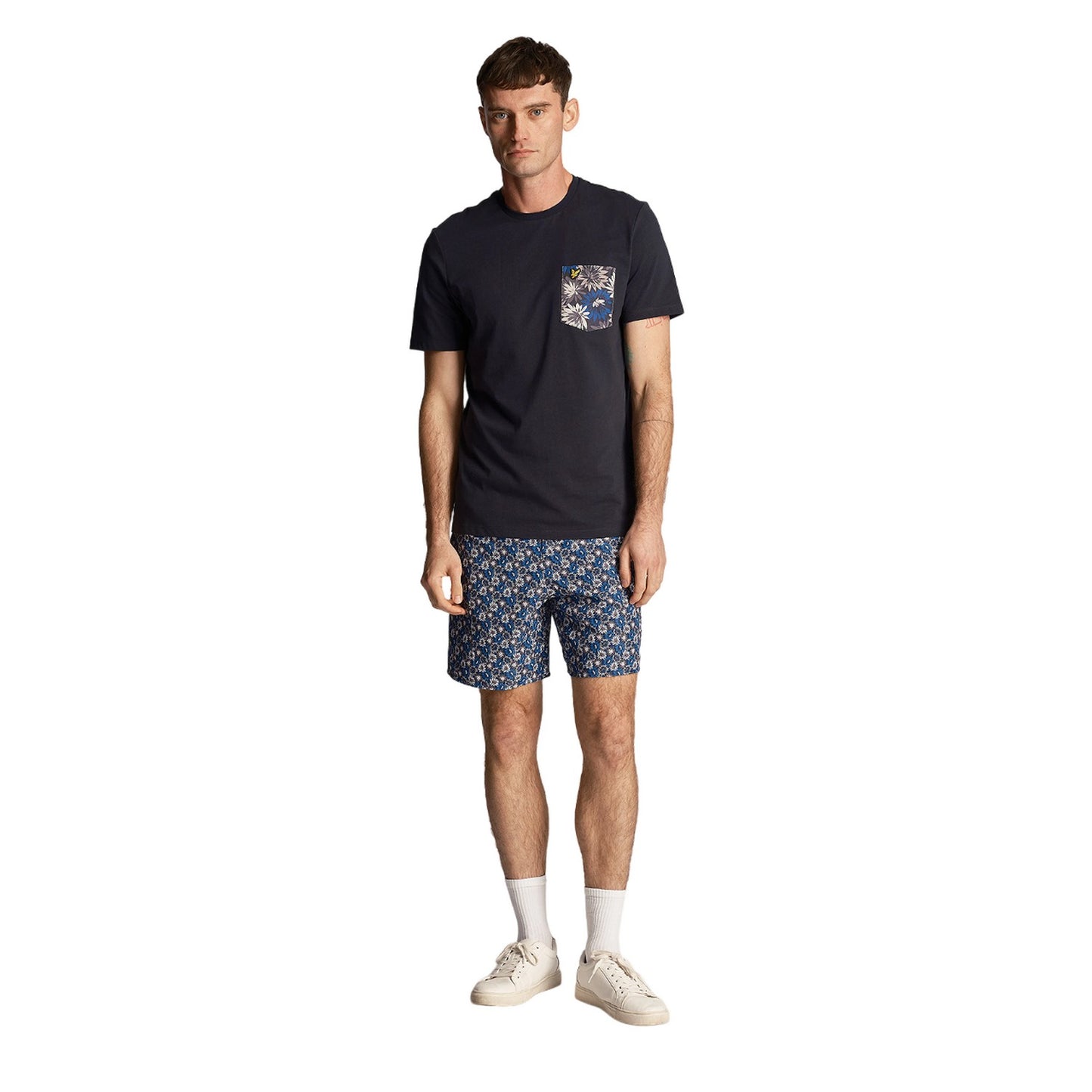 Dark Navy - Side - Lyle & Scott Mens Resort Floral Swim Shorts
