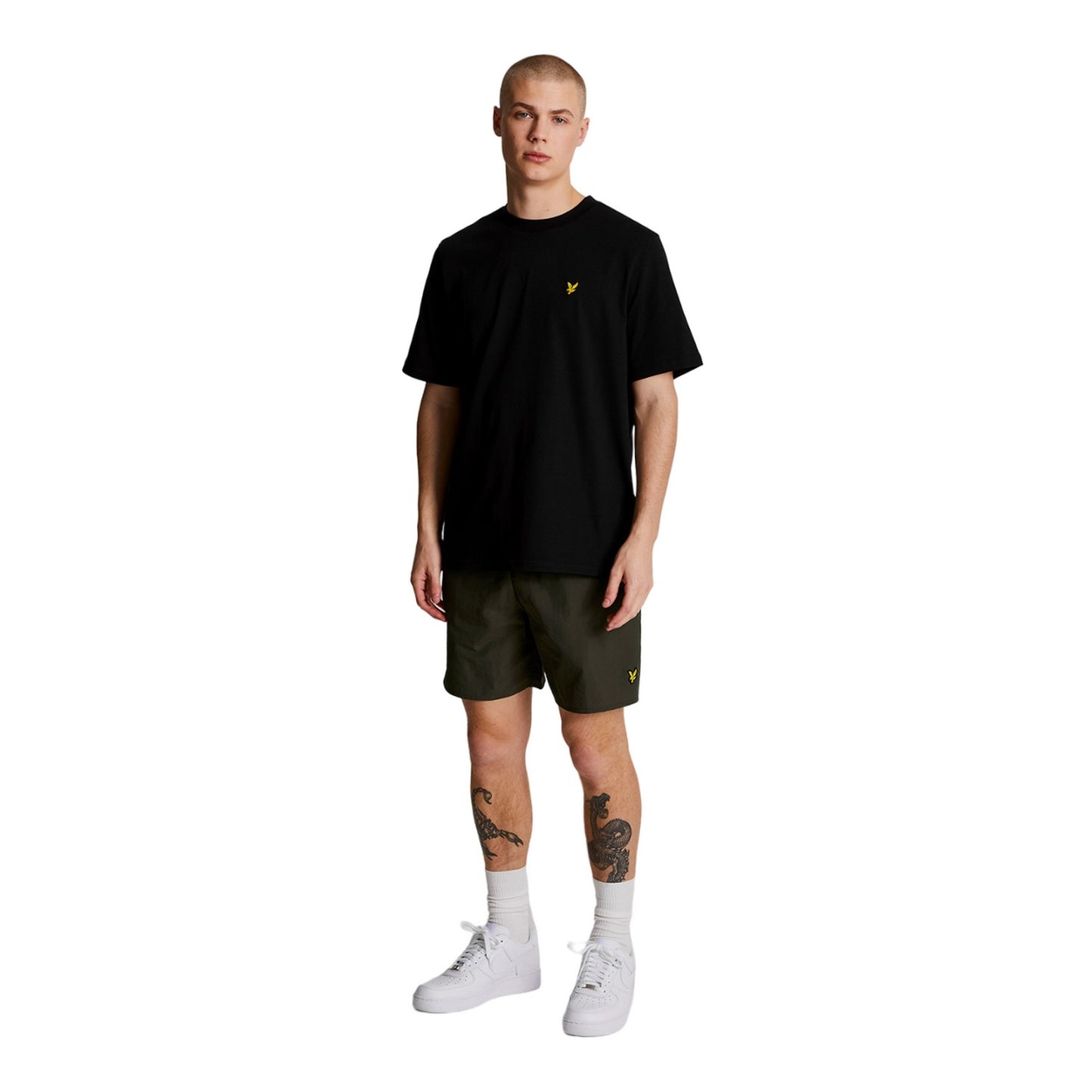Olive - Side - Lyle & Scott Mens Plain Swim Shorts