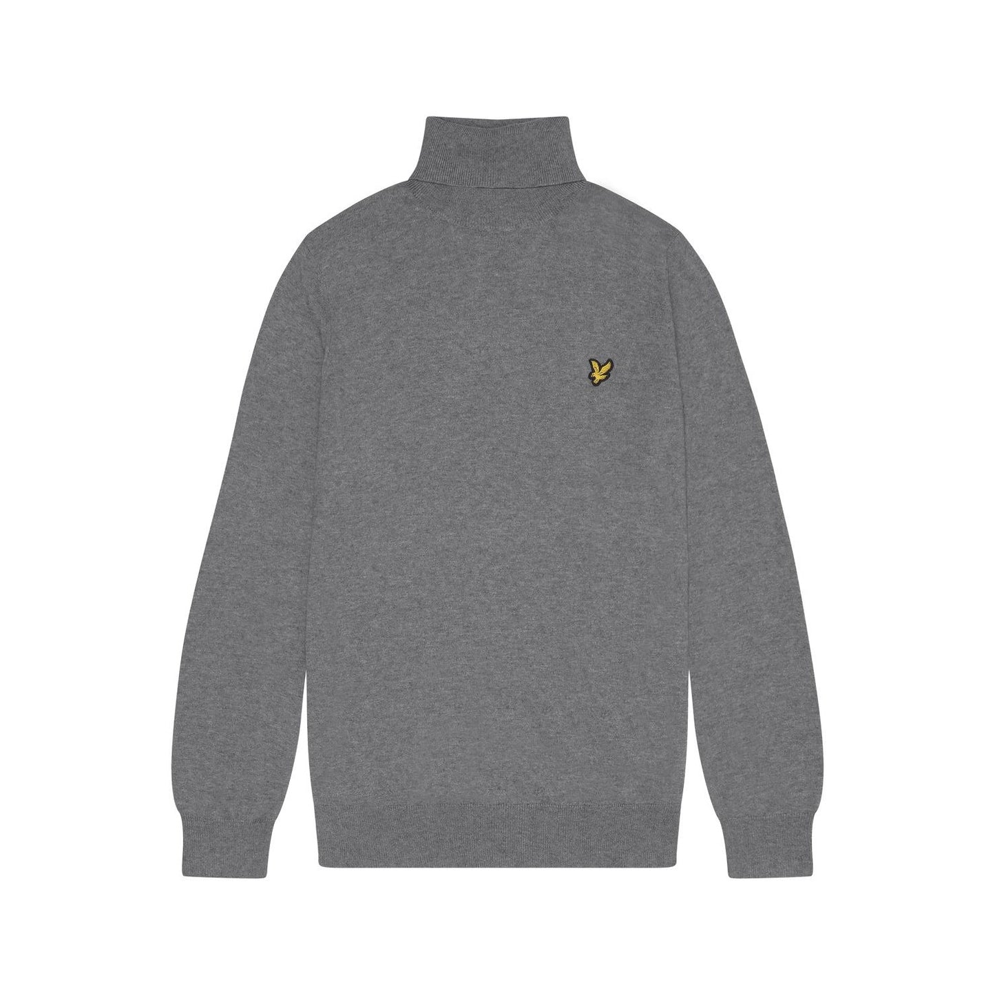 Mid Grey Marl - Front - Lyle & Scott Mens Cotton Merino Turtle Neck Jumper