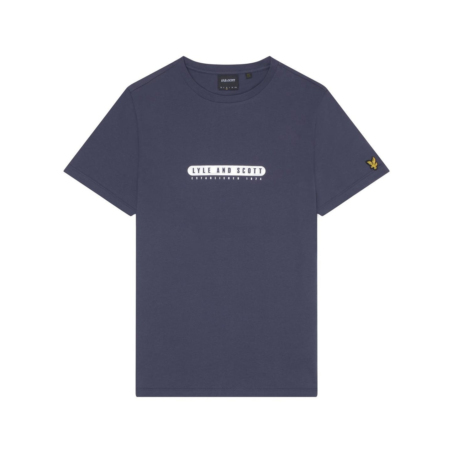 Navy Night - Front - Lyle & Scott Mens Graphic Print Rubberised T-Shirt