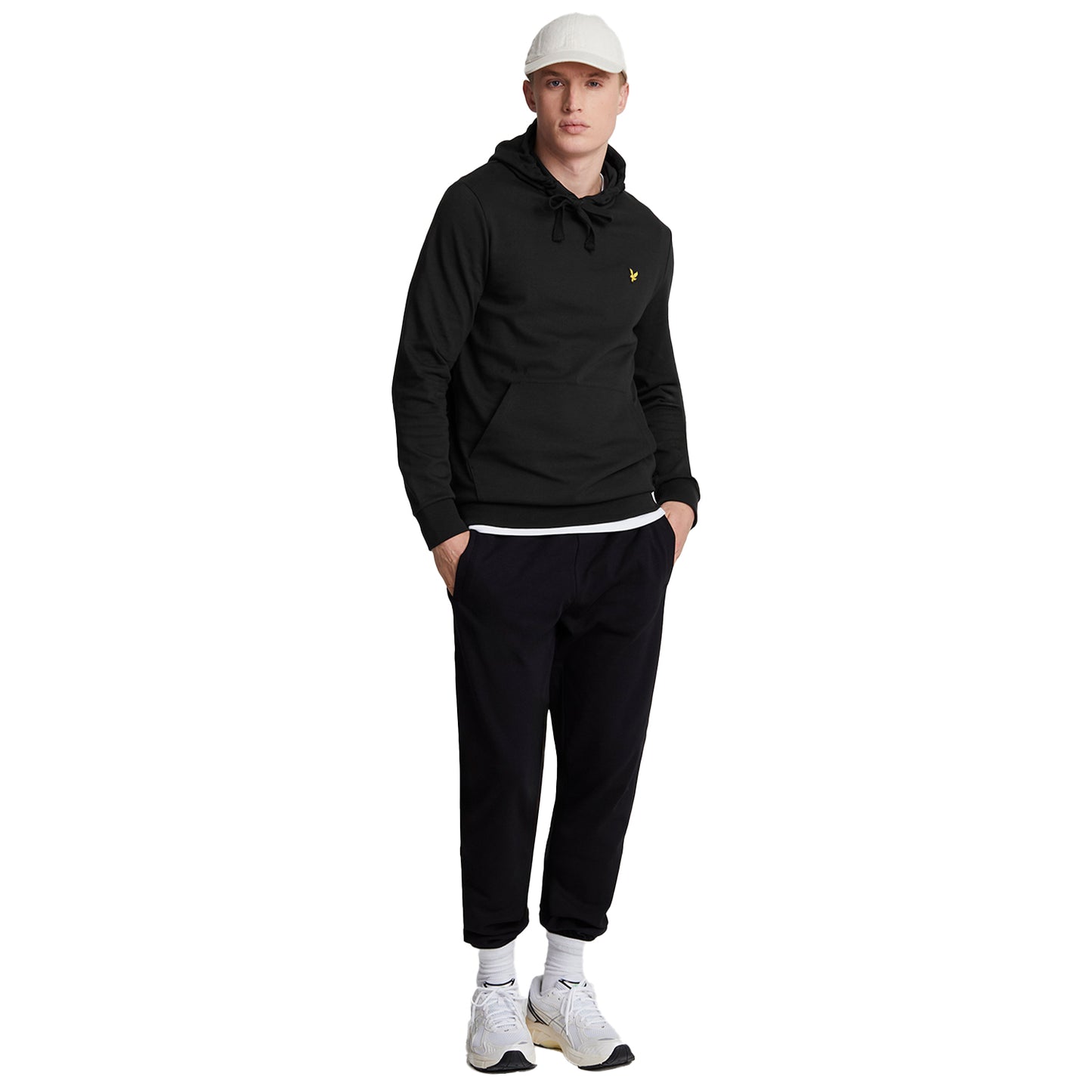 Jet Black - Side - Lyle & Scott Mens Embroidered Interlock Logo Hoodie