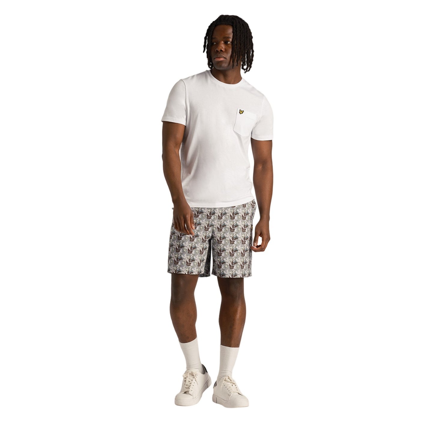 Gunmetal - Side - Lyle & Scott Mens Resort Floral Casual Shorts