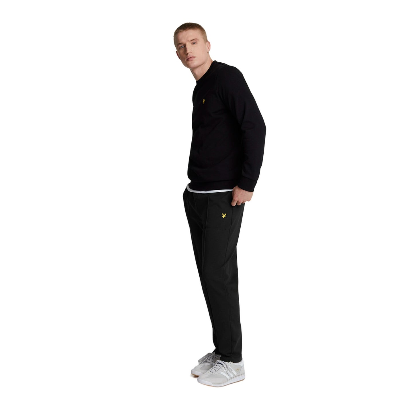 Jet Black - Side - Lyle & Scott Mens Interlock Pintuck Jogging Bottoms