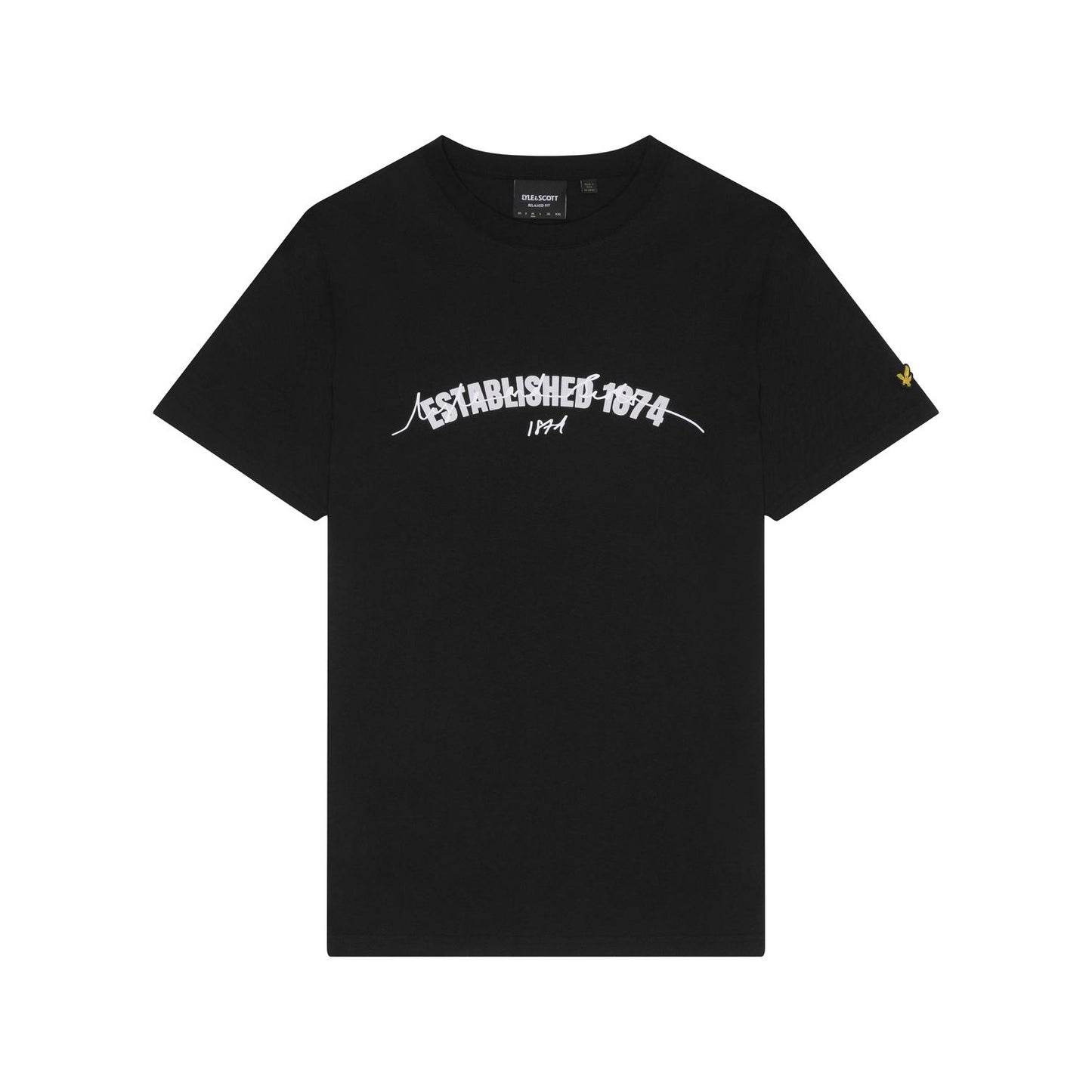 Jet Black - Front - Lyle & Scott Mens Established 1874 Printed T-Shirt