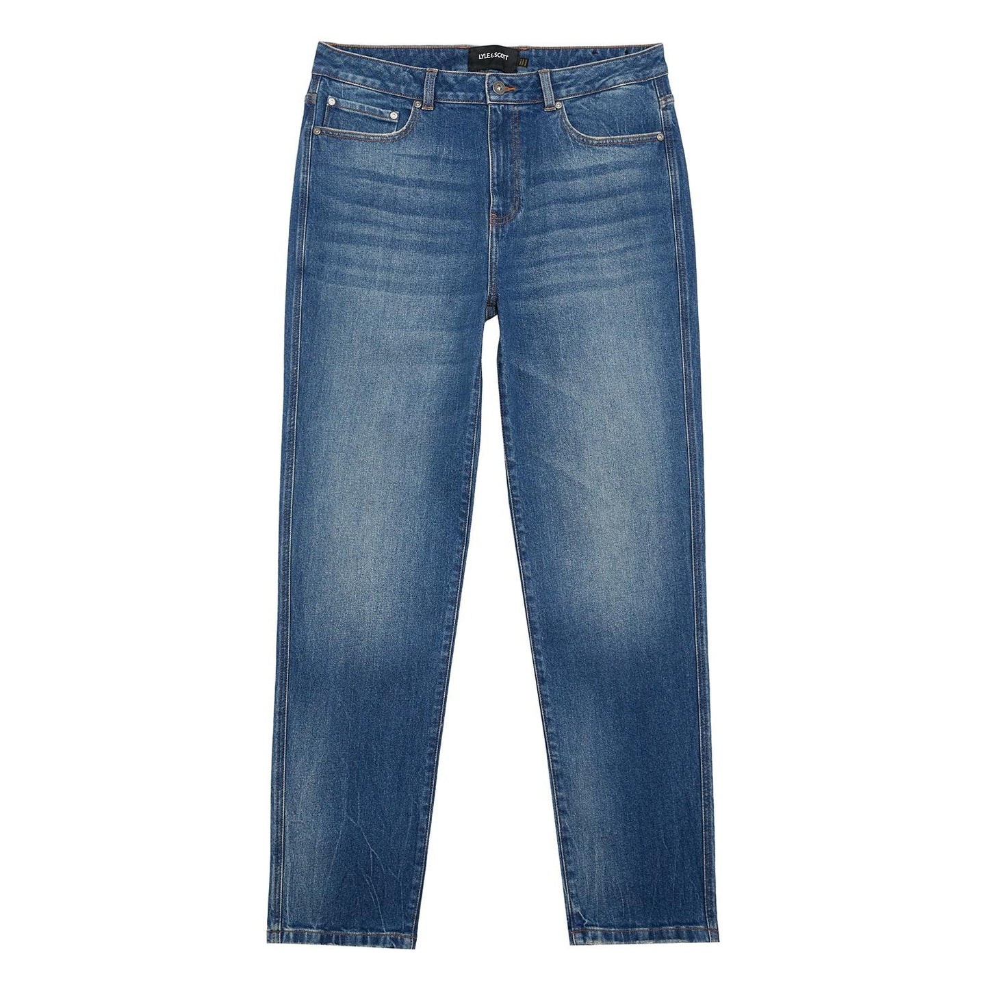 Blue - Pack Shot - Lyle & Scott Mens Denim Tapered Leg Regular Jeans