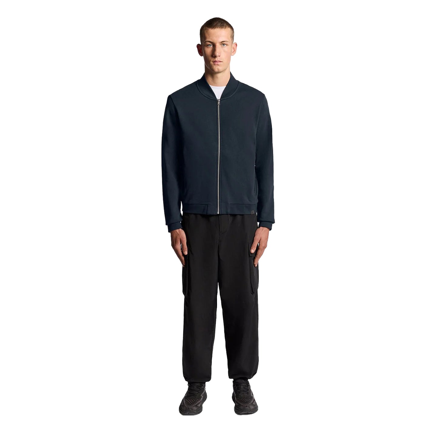 Dark Navy - Lifestyle - Lyle & Scott Mens Half Jersey Raglan Bomber Jacket