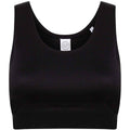Black-Black - Front - Skinni Fit Womens-Ladies Fashion Crop Top