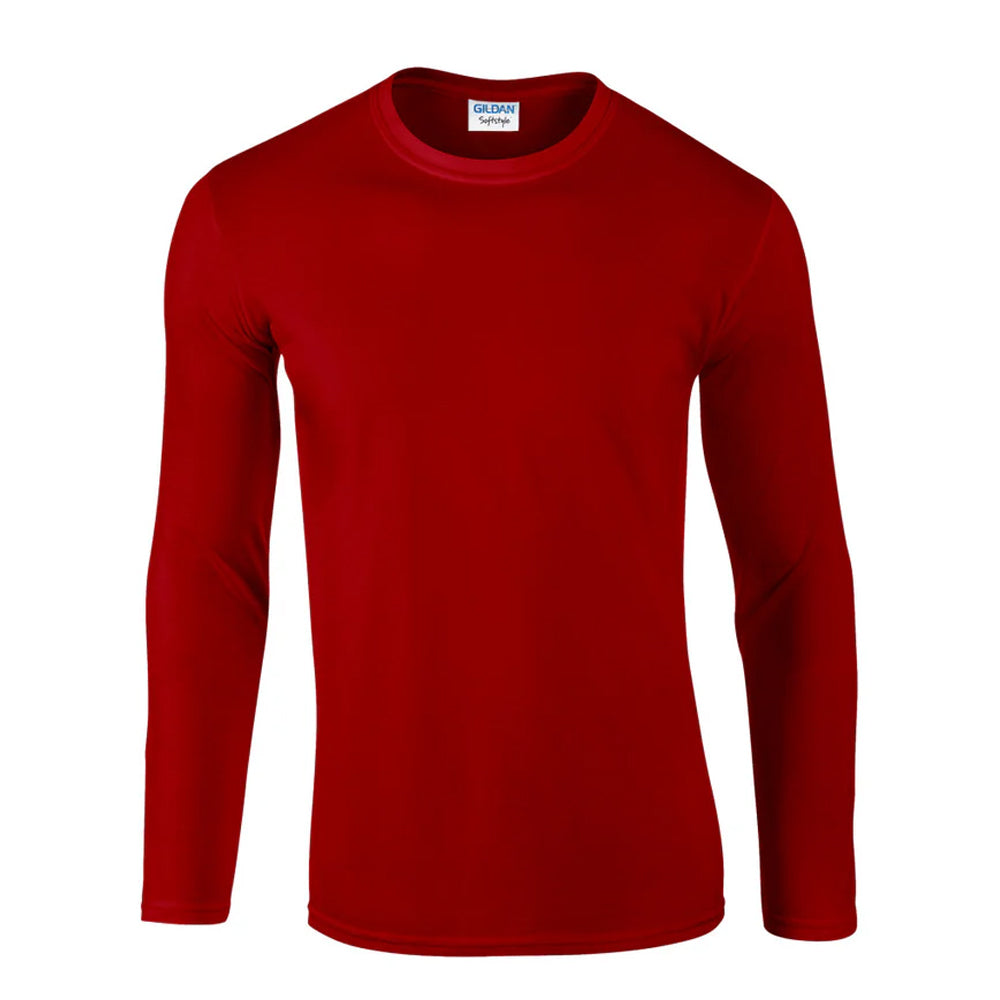 Red - Front - Gildan Unisex Adult Softstyle Long-Sleeved T-Shirt