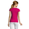 Fuchsia - Back - SOLS Womens-Ladies Moon V Neck T-Shirt