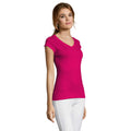 Fuchsia - Side - SOLS Womens-Ladies Moon V Neck T-Shirt
