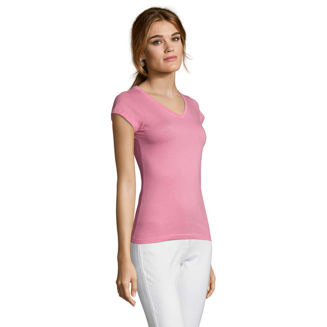 Orchid Pink - Side - SOLS Womens-Ladies Moon V Neck T-Shirt