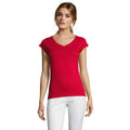Red - Front - SOLS Womens-Ladies Moon V Neck T-Shirt